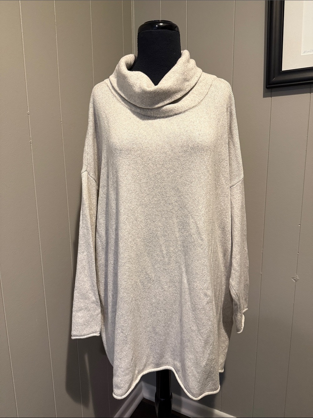 Eileen Fisher Women’s Light Cream Oversized Cowl-Neck Tunic